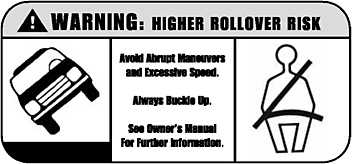 SUV rollover risk warning label